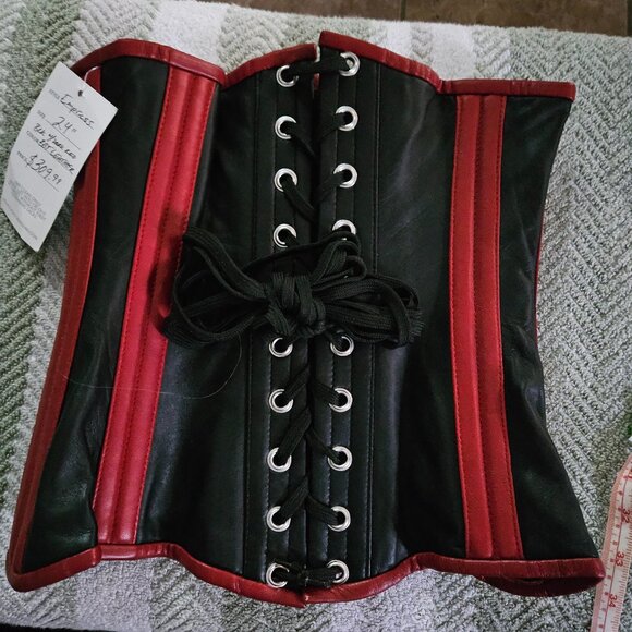 NWT SMALL 24" tight lacing long line LEATHER corset - Picture 2 of 16
